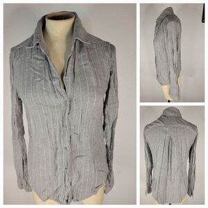 Cloth And Stone XS Button Up Flannel Shirt Gray Striped